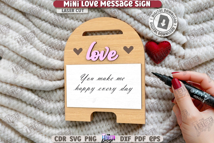 Mini Love Message Sign Laser Cut|Sticky Note Holder|3D Laser