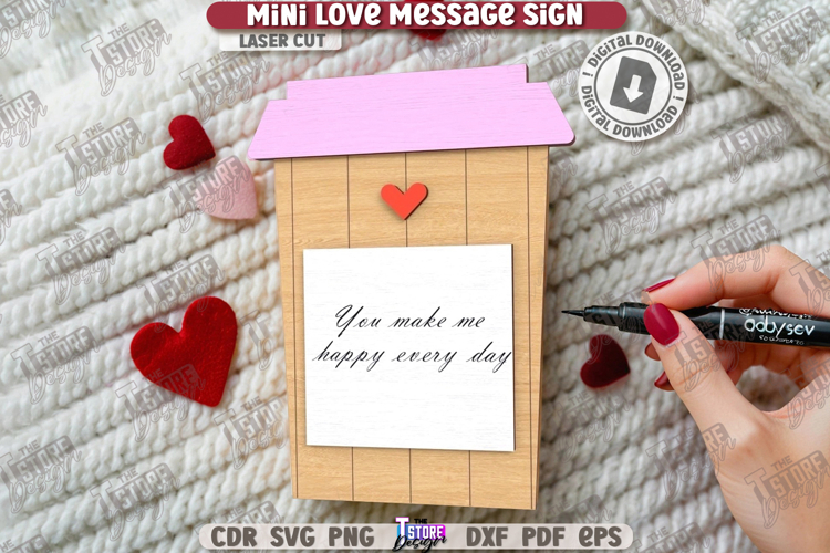 Mini Love Message Sign Laser Cut|Sticky Note Holder|3D Laser