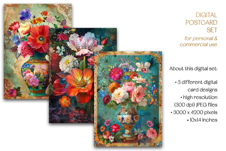 Flowers Of The Dutch Masters Postcard & Art - 3 JPEG Files example image 1