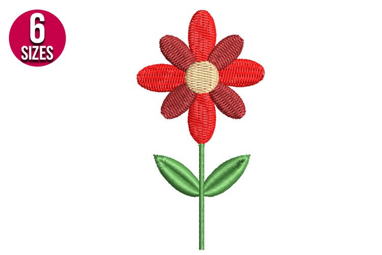 Mini Single Flower Machine Embroidery Design - 6 sizes example image 1