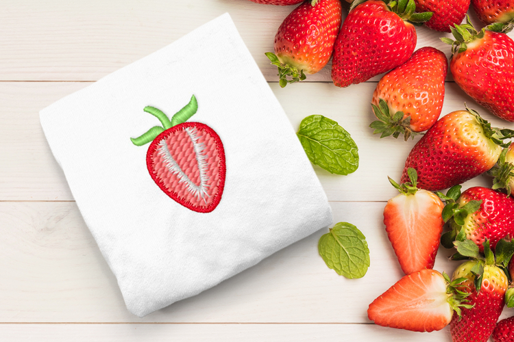 Sliced Strawberry Mini Embroidery File
