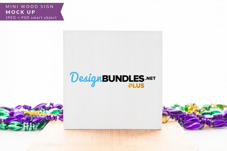 Mini Tiered Tray Wood Sign Mock up for Mardi Gras