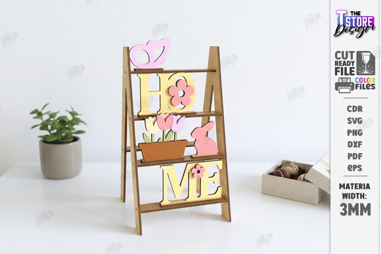 Mini Decorative Ladder Shelf Laser Cut | Easter Tiered Tray