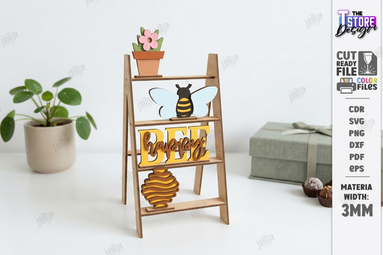 Mini Decorative Ladder Shelf Laser Cut | Easter Tiered Tray