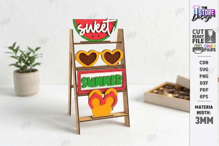 Mini Decorative Ladder Shelf Laser Cut | Easter Tiered Tray