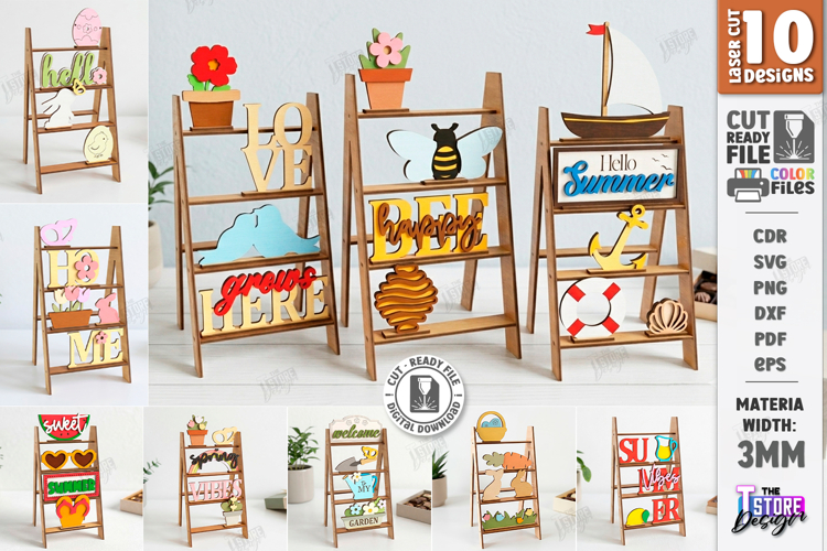 Mini Decorative Ladder Shelf Laser Cut Bundle | Tiered Tray