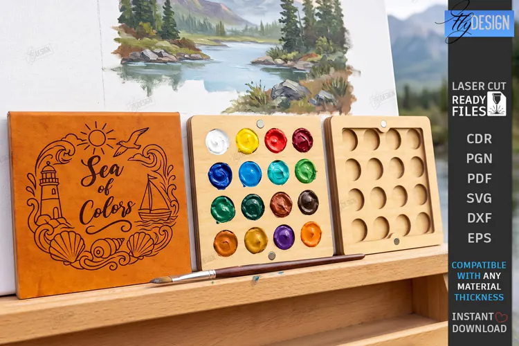Mini Wooden Paint Palette Laser Cut | Pocket Watercolor Box