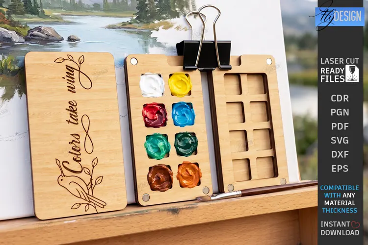 Mini Wooden Paint Palette Laser Cut | Pocket Watercolor Box