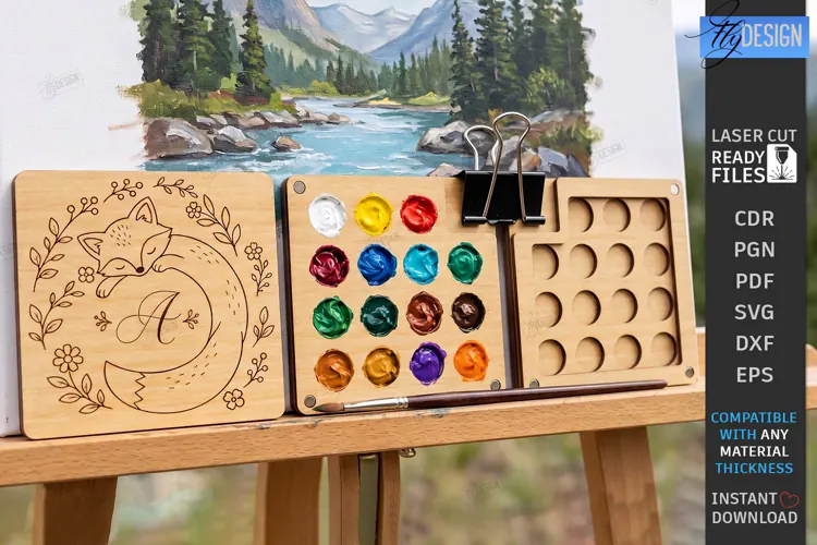 Mini Wooden Paint Palette Laser Cut | Pocket Watercolor Box