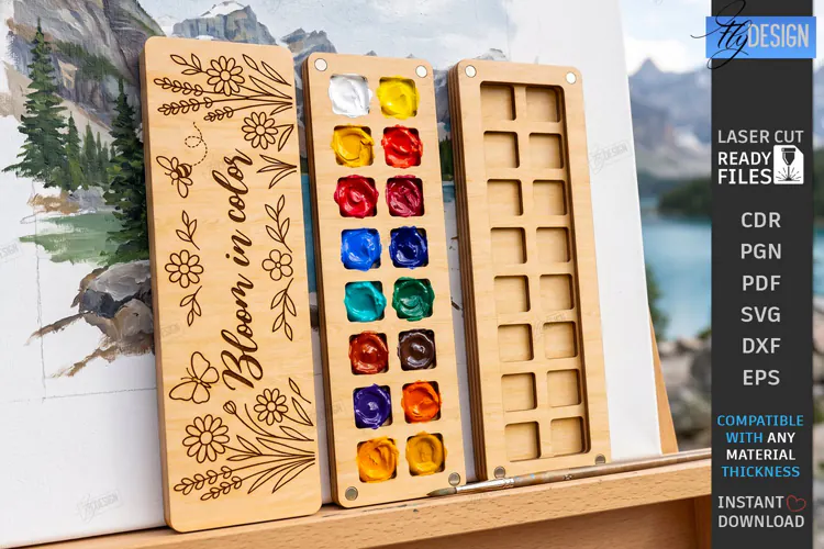 Mini Wooden Paint Palette Laser Cut | Pocket Watercolor Box