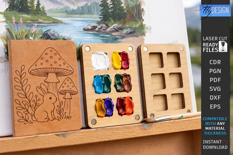 Mini Wooden Paint Palette Laser Cut | Pocket Watercolor Box