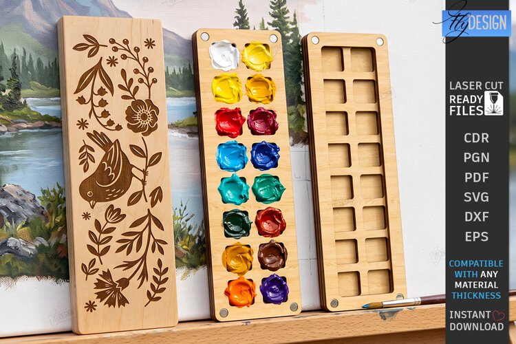 Mini Wooden Paint Palette Laser Cut | Pocket Watercolor Box
