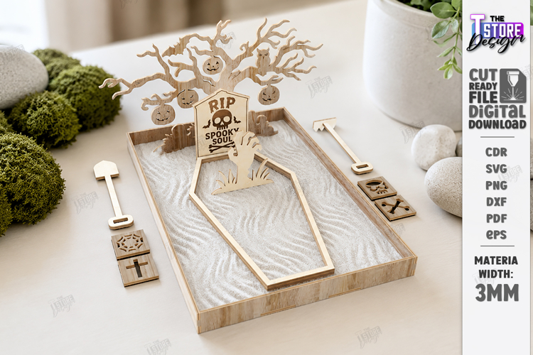 Mini Desktop Cemetery Laser Cut | Halloween Decorations SVG