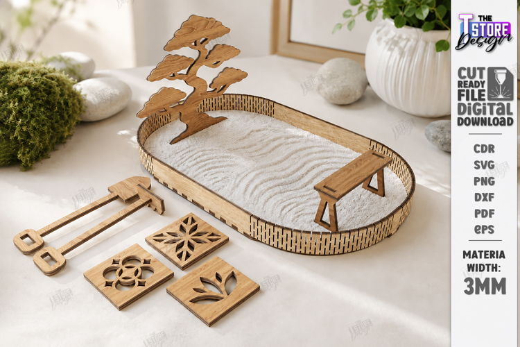 Mini Desktop Zen Garden Laser Cut |Desktop Meditation Garden