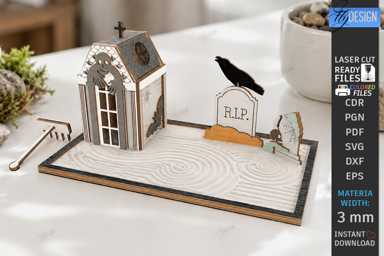 Mini Zen Garden Sand Tray Laser Cut | 3D Desktop Decor | CNC