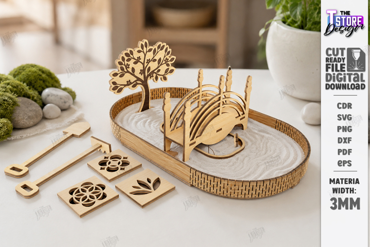 Mini Desktop Zen Garden Laser Cut |Desktop Meditation Garden