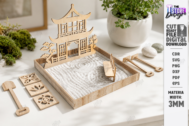 Mini Desktop Zen Garden Laser Cut |Desktop Meditation Garden