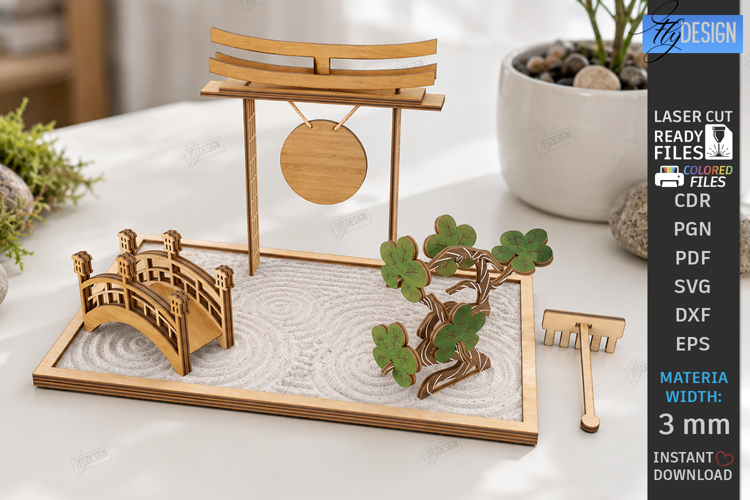 Mini Zen Garden Sand Tray Laser Cut | 3D Desktop Decor | CNC