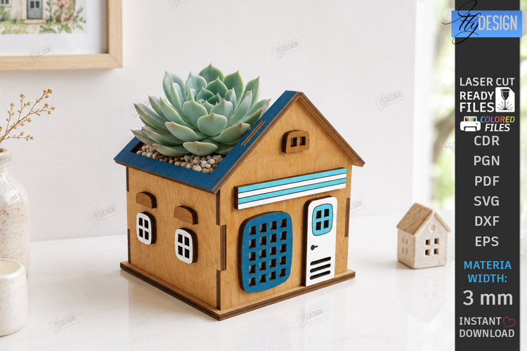 Miniature House Planter Laser Cut | Succulent Pot | Garden