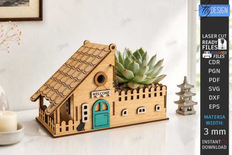 Miniature House Planter Laser Cut | Succulent Pot | Garden