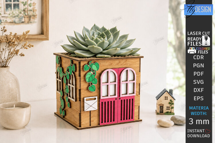 Miniature House Planter Laser Cut | Succulent Pot | Garden example image 1