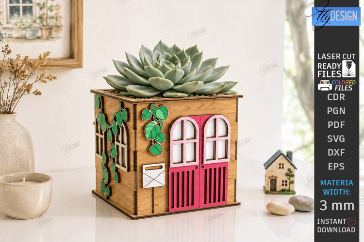 Miniature House Planter Laser Cut | Succulent Pot | Garden
