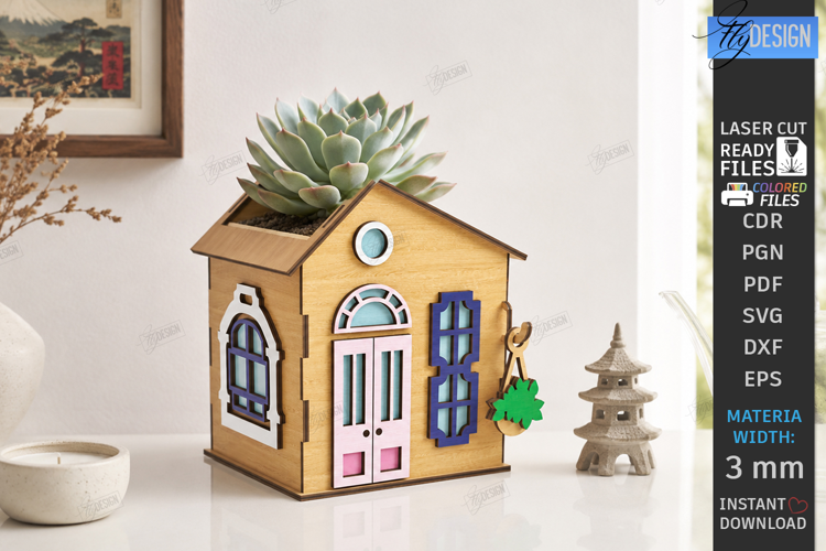Miniature House Planter Laser Cut | Succulent Pot | Garden