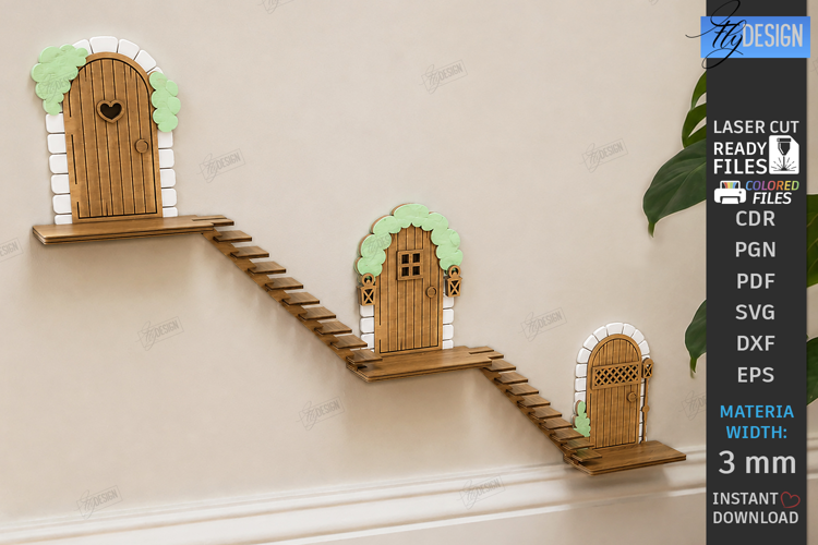 Miniature Wall Fairy Door Laser Cut | 3D Magic Door | Kids