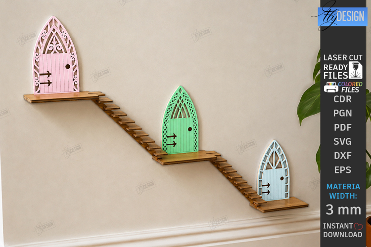 Miniature Wall Fairy Door Laser Cut | 3D Magic Door | Kids