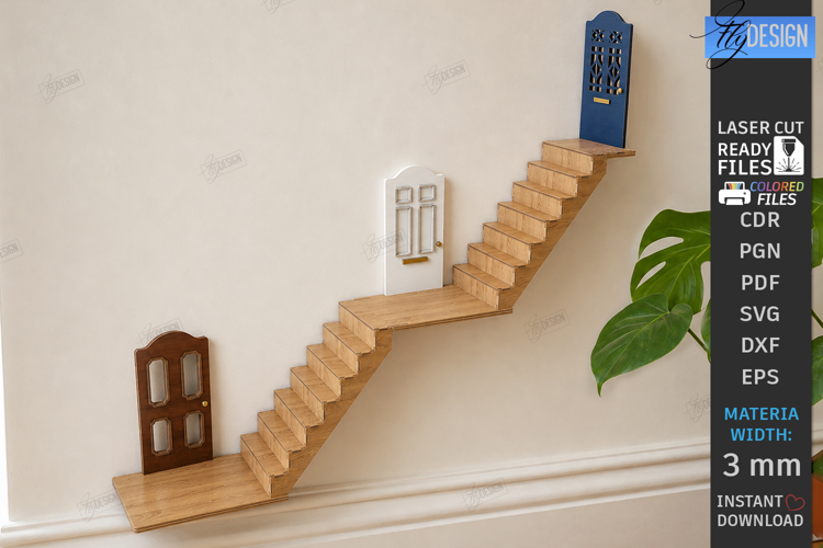 Miniature Wall Fairy Door Laser Cut | 3D Magic Door | Kids
