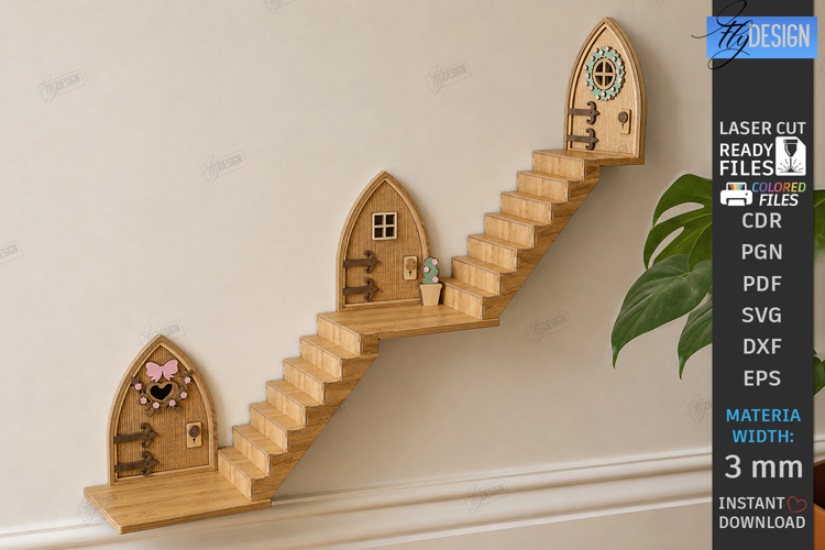 Miniature Wall Fairy Door Laser Cut | 3D Magic Door | Kids