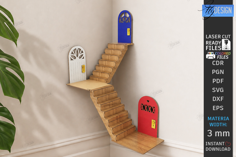 Miniature Wall Fairy Door Laser Cut | 3D Magic Door | Kids