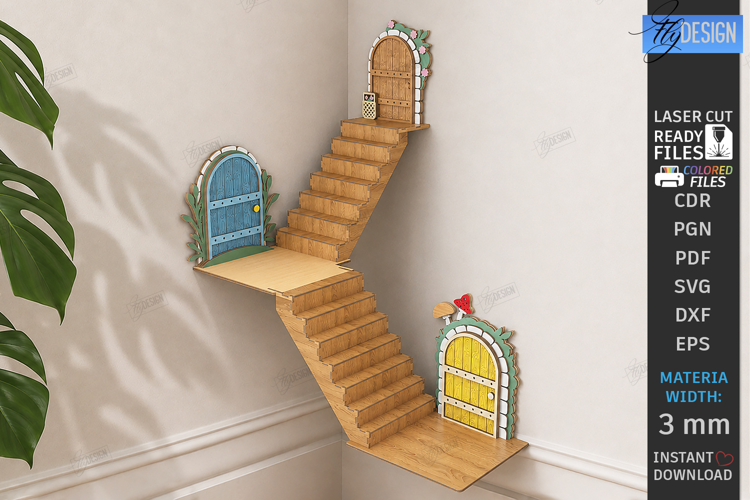 Miniature Wall Fairy Door Laser Cut | 3D Magic Door | Kids