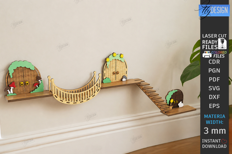 Miniature Wall Fairy Door Laser Cut | 3D Magic Door | Kids