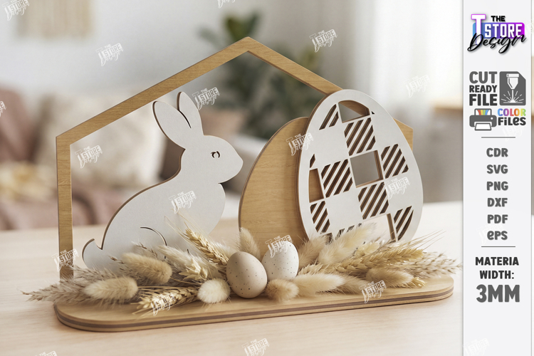 Minimalist Easter Bunny Shelf Sitter Laser Cut | Boho Easter