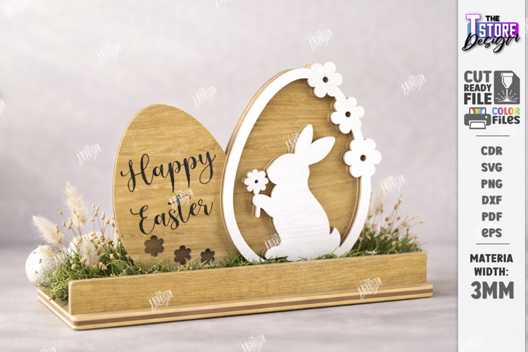Minimalist Easter Bunny Shelf Sitter Laser Cut | Boho Easter