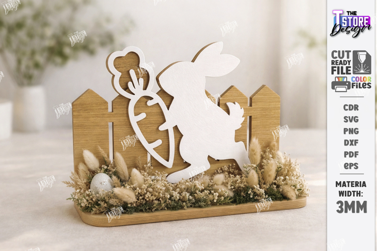 Minimalist Easter Bunny Shelf Sitter Laser Cut | Boho Easter