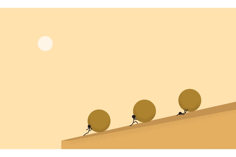 People Pushing a Large Spheres Uphill in Their Own Ways