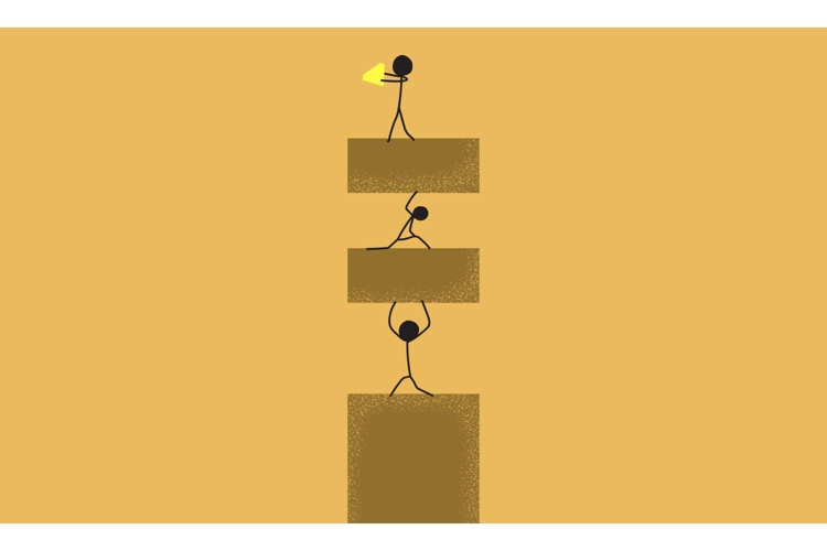 Illustration of People Supporting Each Other to Get Diamond