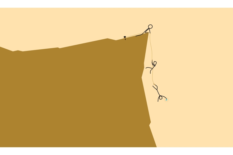 Stick Figures Working Together to Retrieve a Diamond