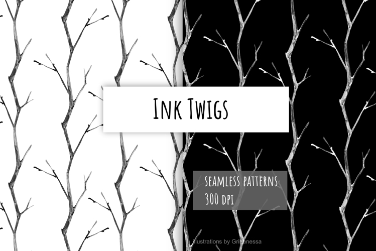 Wild Lines Watercolor Branch Seamless Pattern
