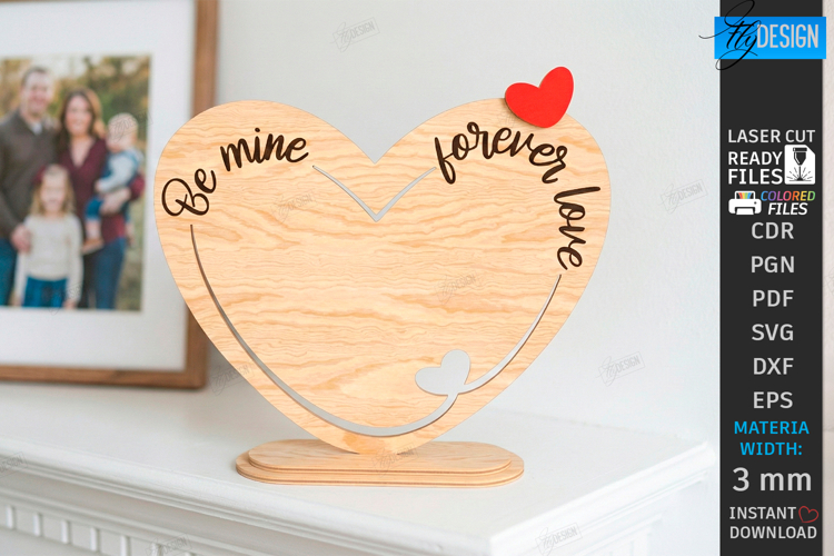 Minimalist Love Stand Laser Cut | Romantic Desktop Sign SVG