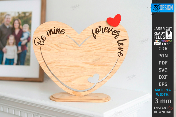 Minimalist Love Stand Laser Cut | Romantic Desktop Sign SVG