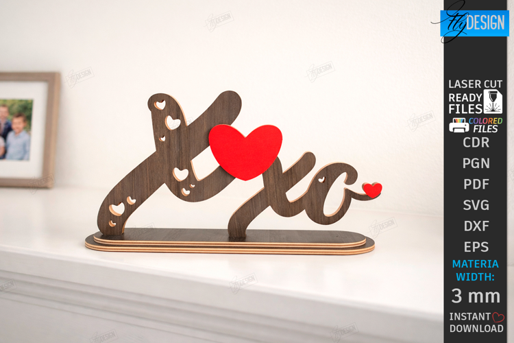 Minimalist Love Stand Laser Cut | Romantic Desktop Sign SVG