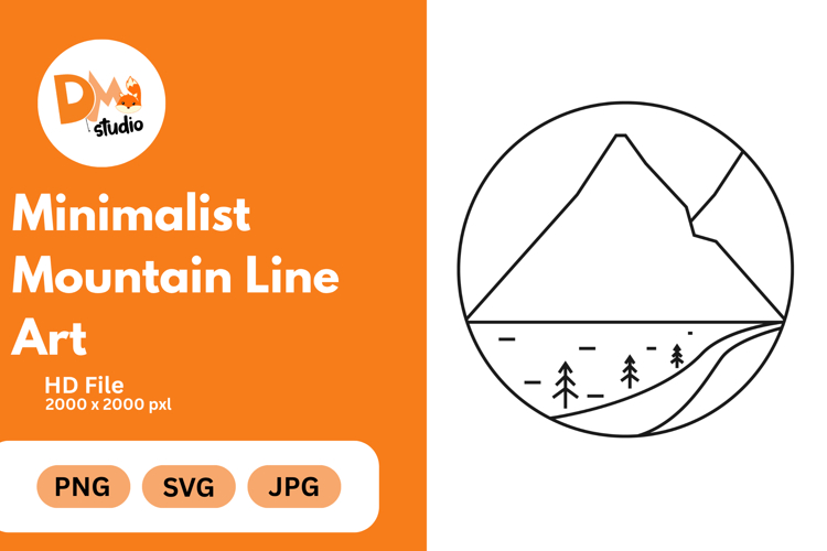 Minimalist Mountain Line Art