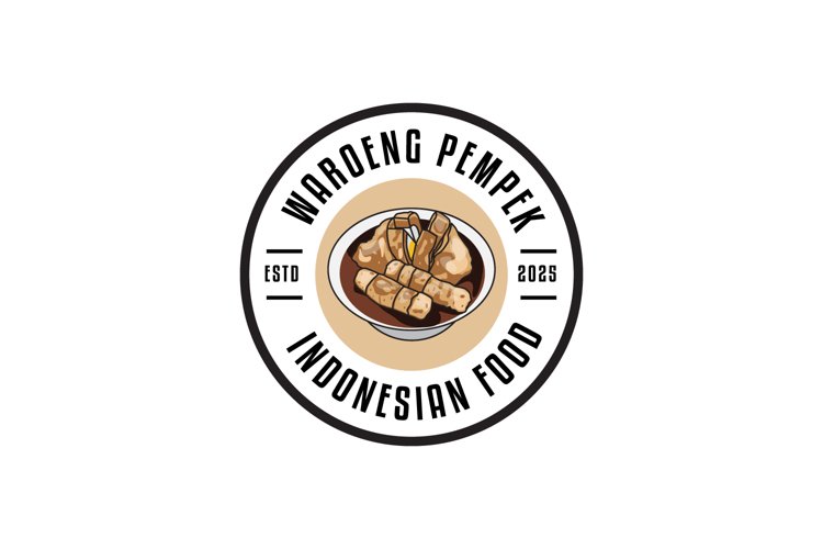Minimalist pempek indonesia food logo template illustration