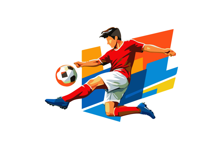 Minimalist Soccer Player in Geometric Design example image 1