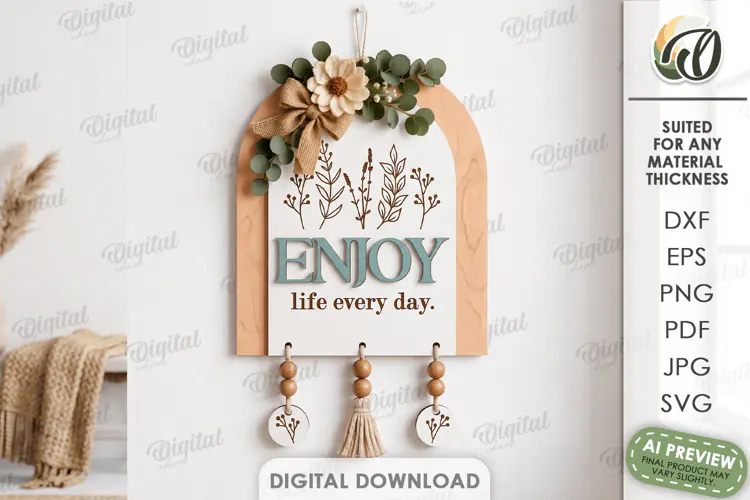 Minimalist Door Sign Laser Cut. Wall Hanger SVG