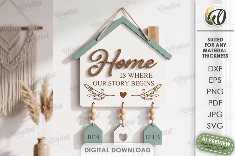 Minimalist Door Sign Laser Cut. Wall Hanger. Home Sign SVG