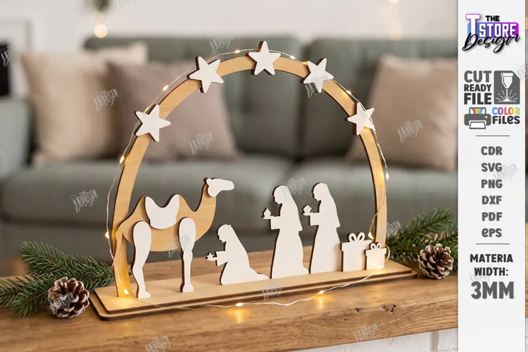 3D Minimalist Wooden and White Christmas Décor Laser Cut